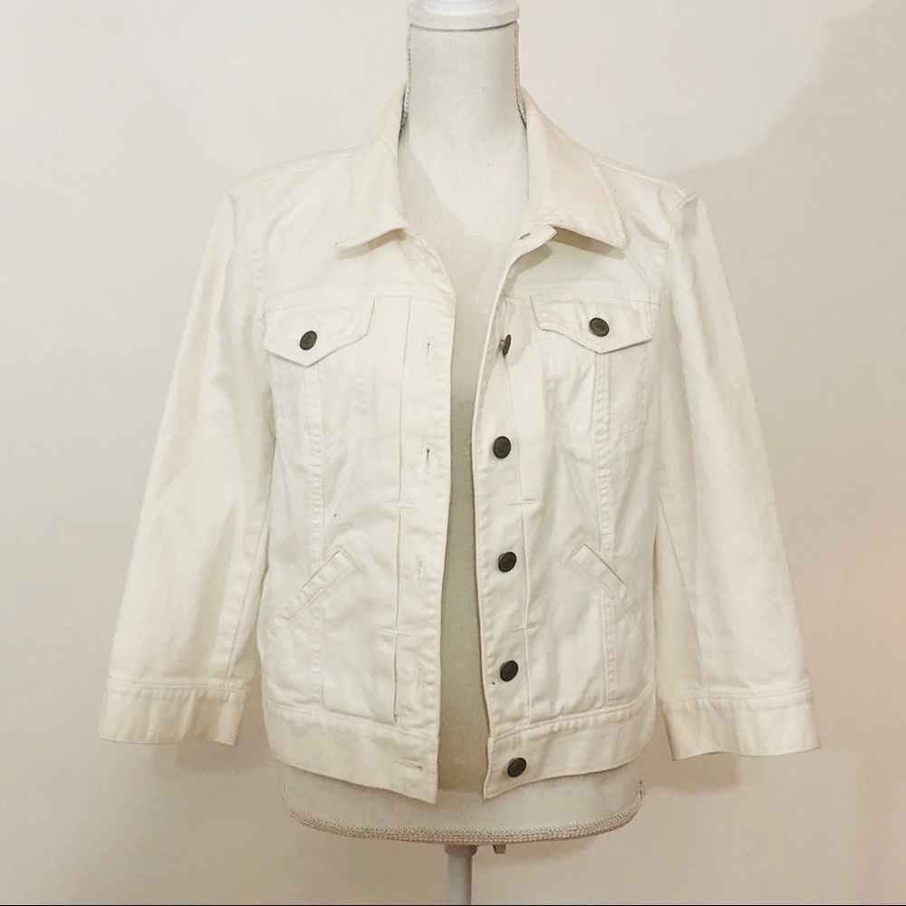 Ann Taylor (14) White Denim Jacket with 3/4 sleeve